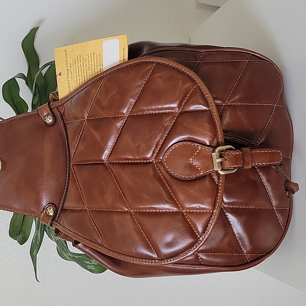Quilted Leather Brown Women's Backpack